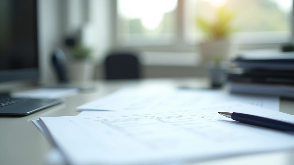 Administrativní kancelář s papíry a dokumenty, seznamy a záznamy